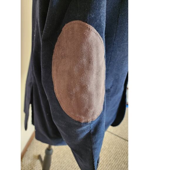 Tommy Hilfiger Courduroy 2 Button Blazer Elbow Patch Men's Navy Size 40S - Picture 4 of 8